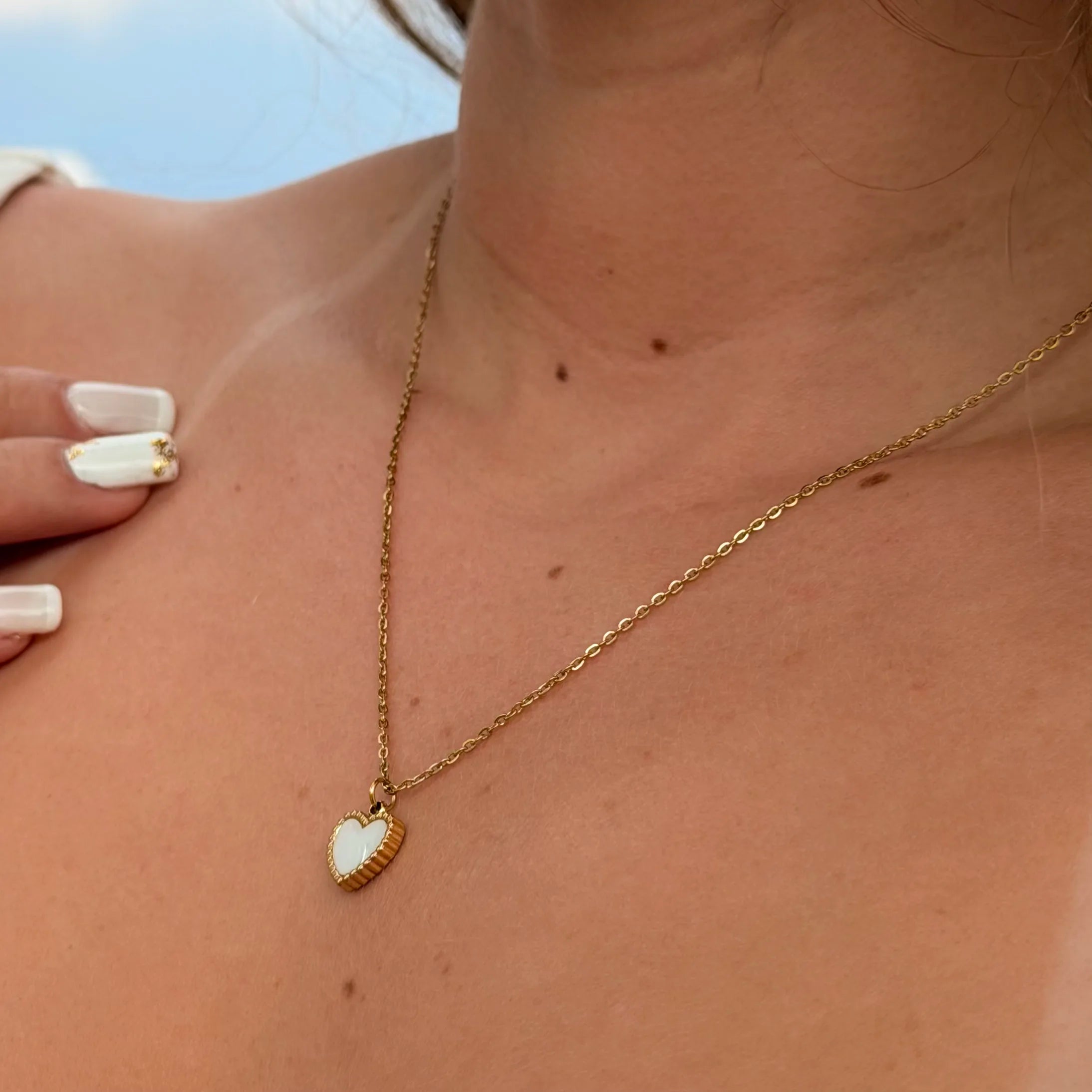 Cadena Corazon Blanco Dama