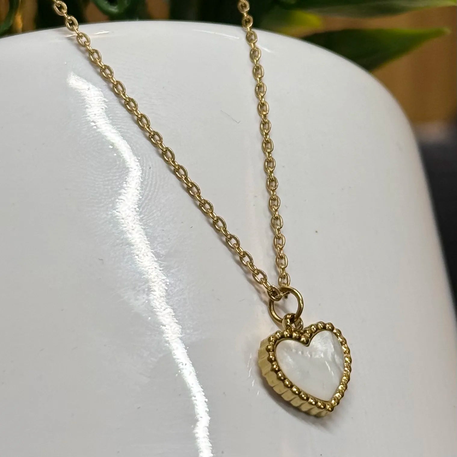 Cadena Corazon Blanco Dama